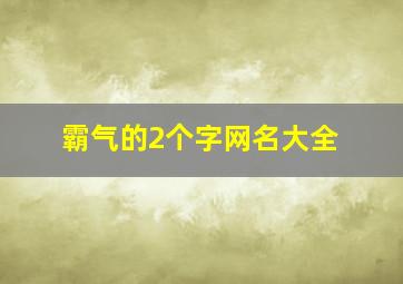 霸气的2个字网名大全