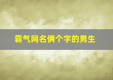 霸气网名俩个字的男生