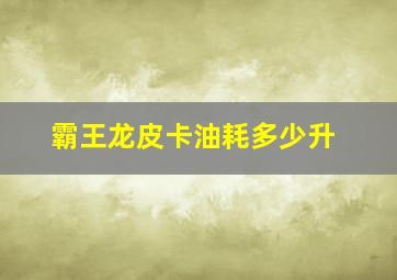 霸王龙皮卡油耗多少升