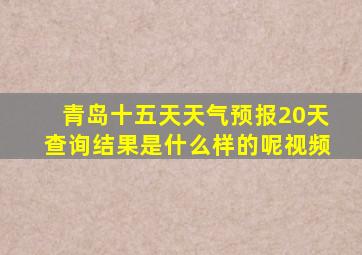 青岛十五天天气预报20天查询结果是什么样的呢视频