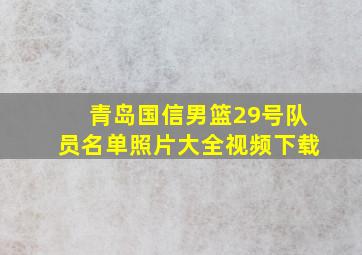 青岛国信男篮29号队员名单照片大全视频下载