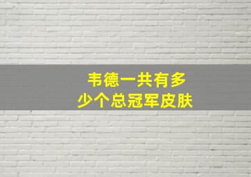 韦德一共有多少个总冠军皮肤