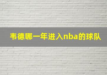 韦德哪一年进入nba的球队