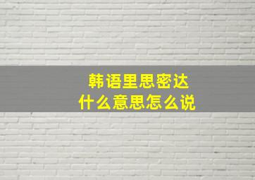 韩语里思密达什么意思怎么说