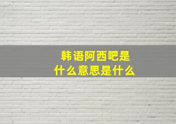 韩语阿西吧是什么意思是什么