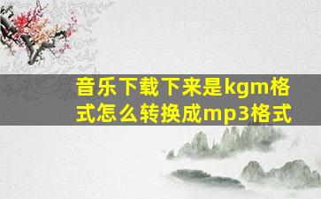 音乐下载下来是kgm格式怎么转换成mp3格式