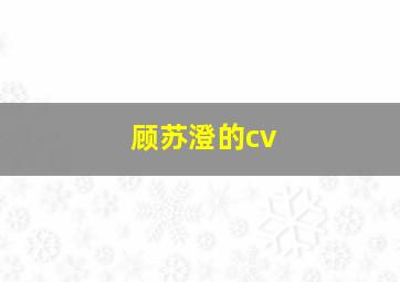 顾苏澄的cv