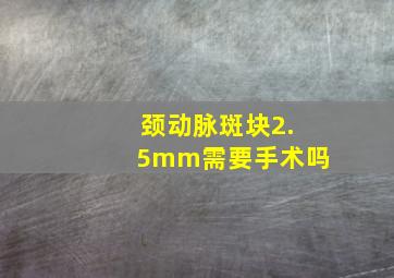 颈动脉斑块2.5mm需要手术吗