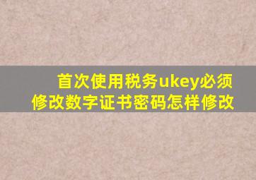 首次使用税务ukey必须修改数字证书密码怎样修改