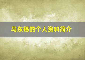 马东锡的个人资料简介