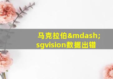 马克拉伯—sgvision数据出错