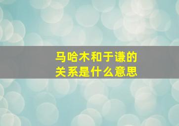 马哈木和于谦的关系是什么意思