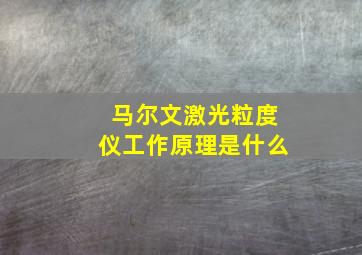 马尔文激光粒度仪工作原理是什么