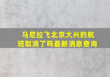 马尼拉飞北京大兴的航班取消了吗最新消息查询