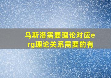 马斯洛需要理论对应erg理论关系需要的有