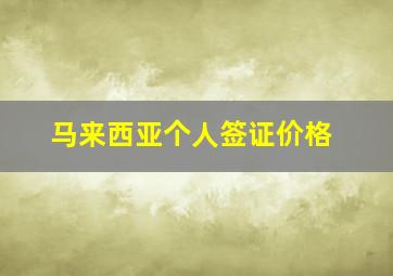 马来西亚个人签证价格