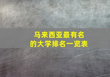 马来西亚最有名的大学排名一览表