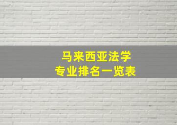 马来西亚法学专业排名一览表