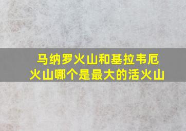 马纳罗火山和基拉韦厄火山哪个是最大的活火山