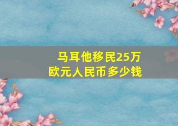 马耳他移民25万欧元人民币多少钱