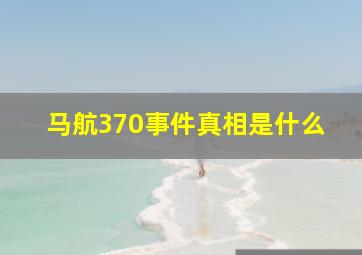 马航370事件真相是什么