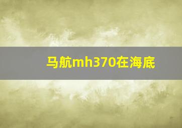 马航mh370在海底