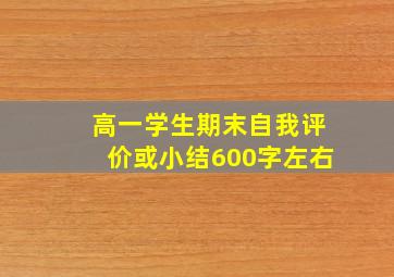 高一学生期末自我评价或小结600字左右