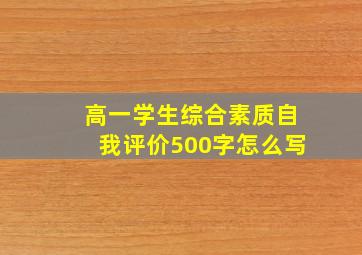 高一学生综合素质自我评价500字怎么写