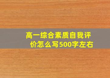 高一综合素质自我评价怎么写500字左右