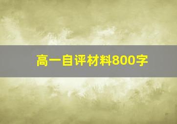 高一自评材料800字