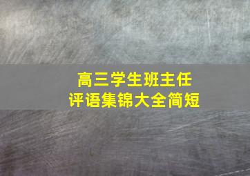 高三学生班主任评语集锦大全简短