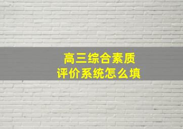 高三综合素质评价系统怎么填