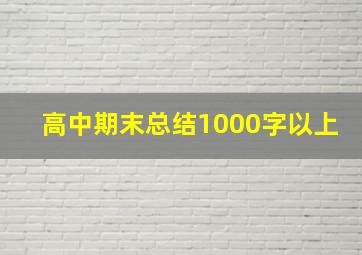 高中期末总结1000字以上