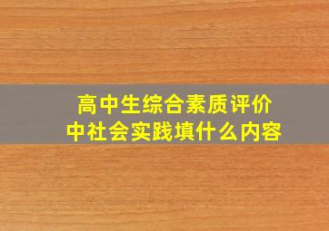 高中生综合素质评价中社会实践填什么内容