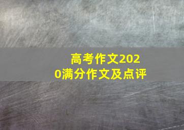 高考作文2020满分作文及点评