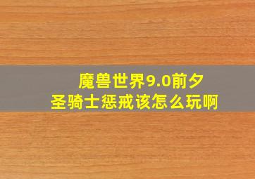 魔兽世界9.0前夕圣骑士惩戒该怎么玩啊