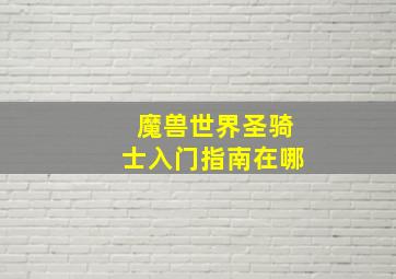 魔兽世界圣骑士入门指南在哪