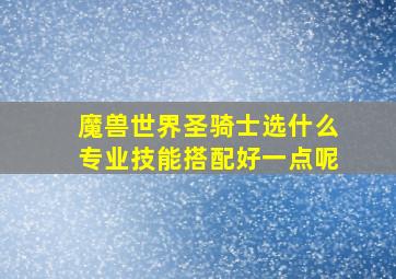 魔兽世界圣骑士选什么专业技能搭配好一点呢