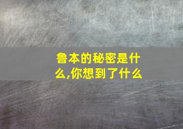 鲁本的秘密是什么,你想到了什么