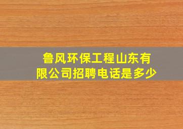 鲁风环保工程山东有限公司招聘电话是多少