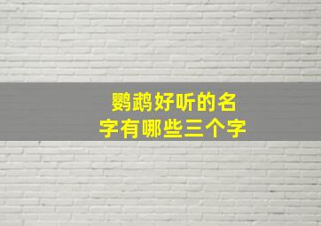 鹦鹉好听的名字有哪些三个字