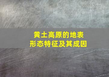 黄土高原的地表形态特征及其成因