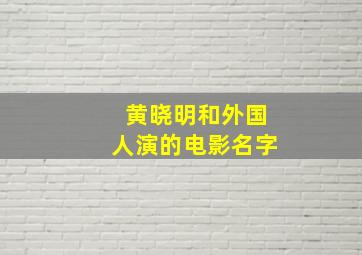 黄晓明和外国人演的电影名字