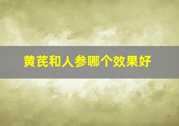 黄芪和人参哪个效果好