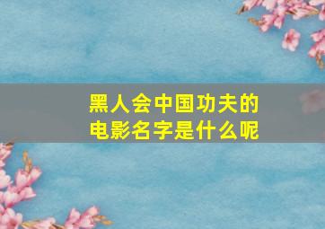 黑人会中国功夫的电影名字是什么呢