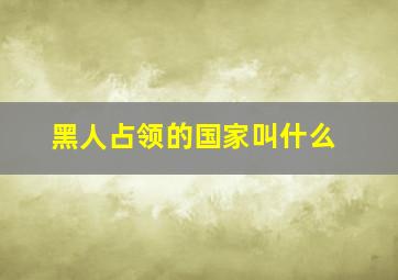 黑人占领的国家叫什么