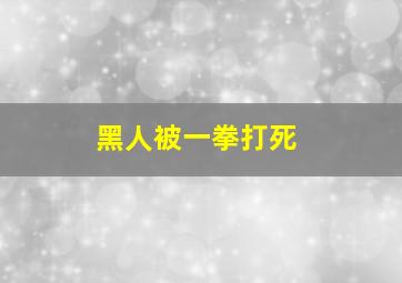 黑人被一拳打死