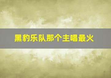 黑豹乐队那个主唱最火