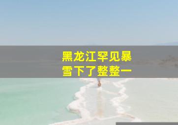 黑龙江罕见暴雪下了整整一