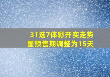 31选7体彩开实走势图预售期调整为15天